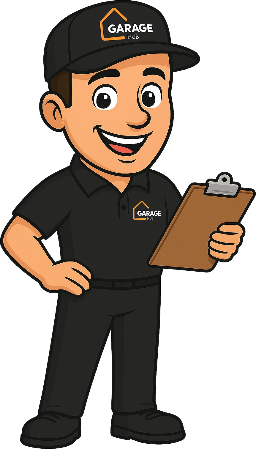 Garage Hub man with a clip board