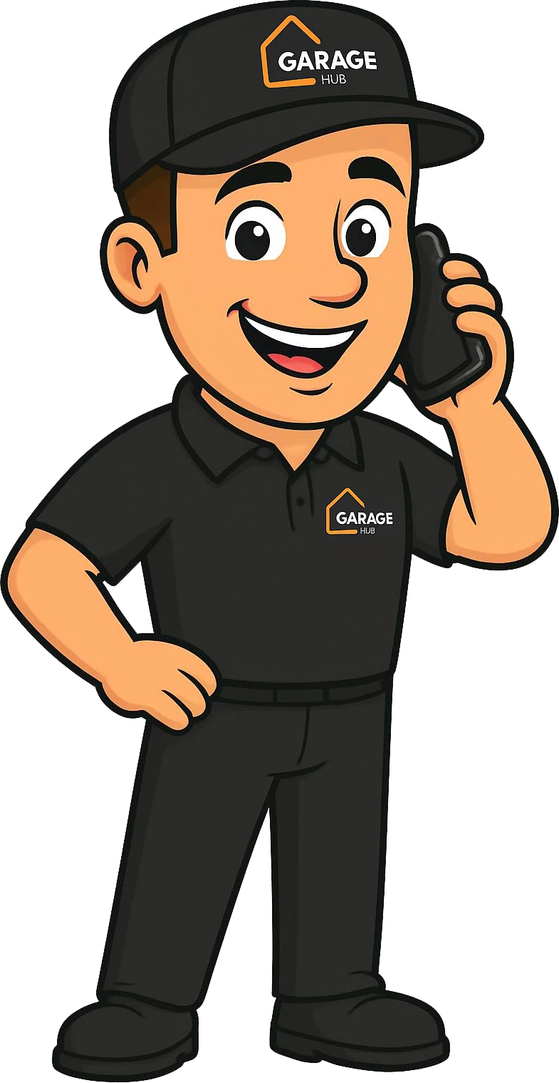 Garage Hub man talking on the phone