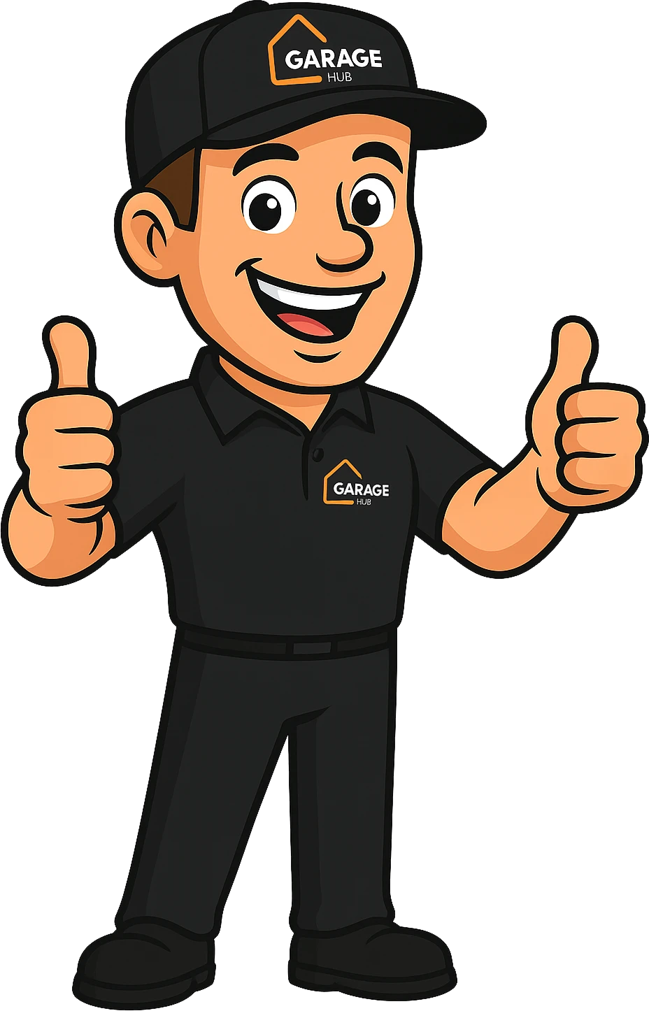 Garage Hub man with two thumbs up